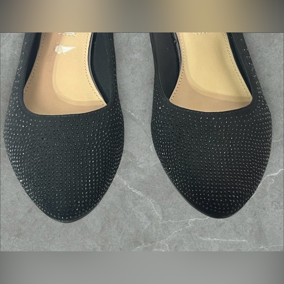 London Fog Collection Black Fabric Slip On Flat Shoes Rhinestones Women's 7M - Picture 9 of 12